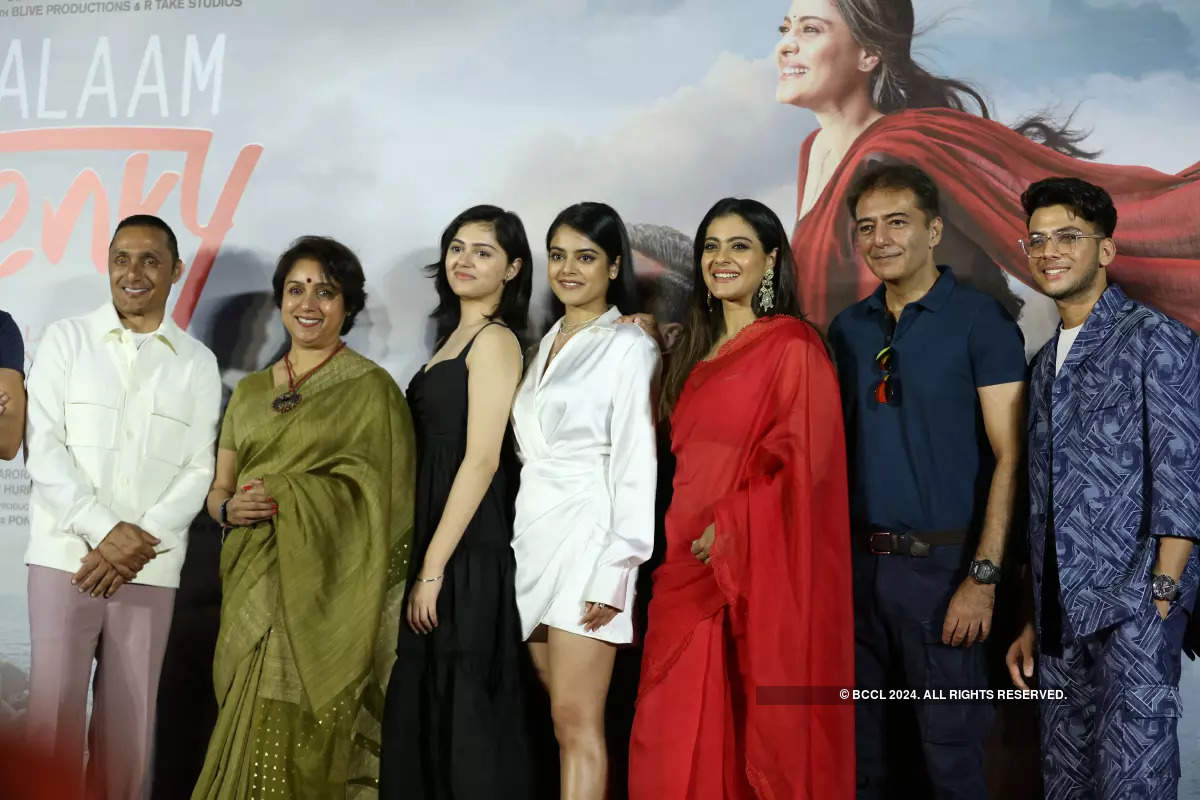 Kajol stuns in a red saree at the trailer launch of Salaam Venky