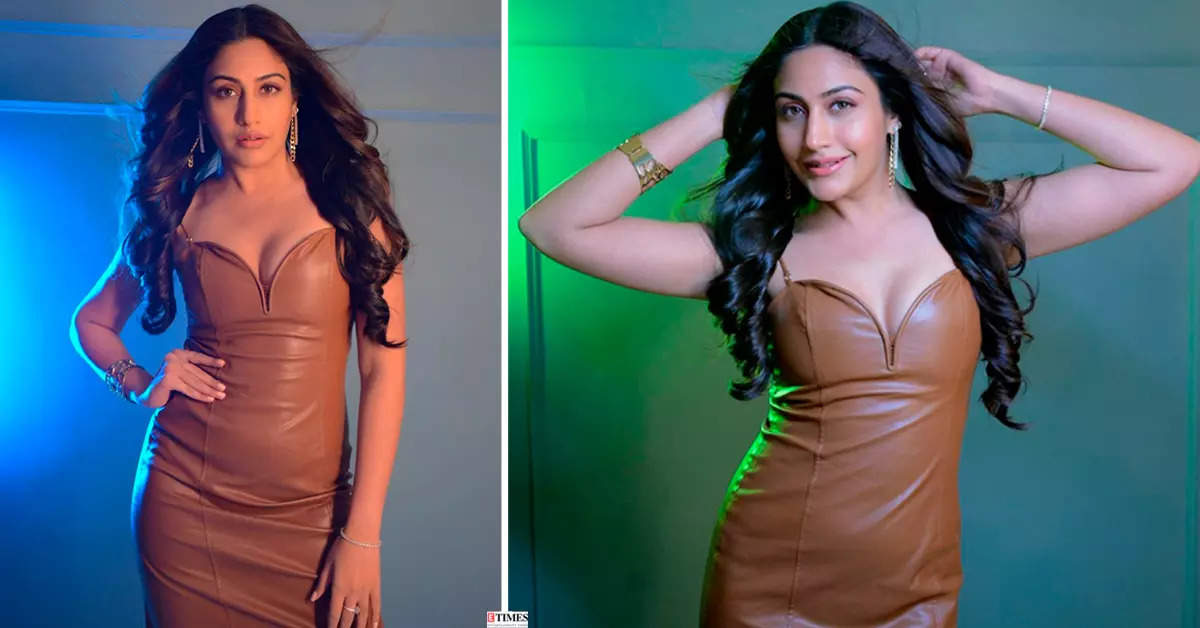 Surbhi Chandna is a sight to behold in a brown leather midi dress
