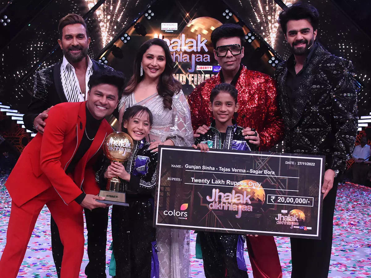 Sagar Bora, Gunjan Sinha and Tejas Verma after being announced as winners