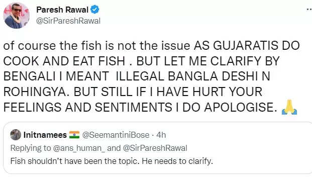 Paresh Rawal apologises for ‘Cook Fish Like Bengalis’ comment