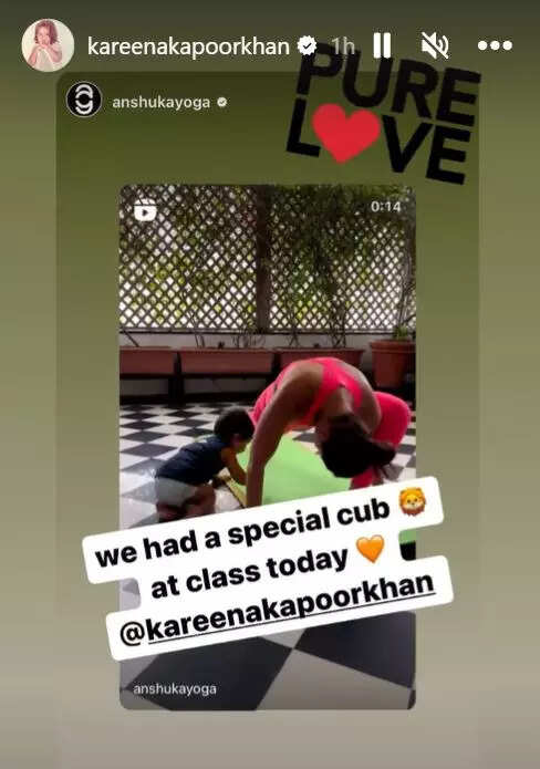 Kareena Kapoor Khan’s ‘little cub’ Jeh cutely interrupts her yoga class – Watch video | Hindi Movie News