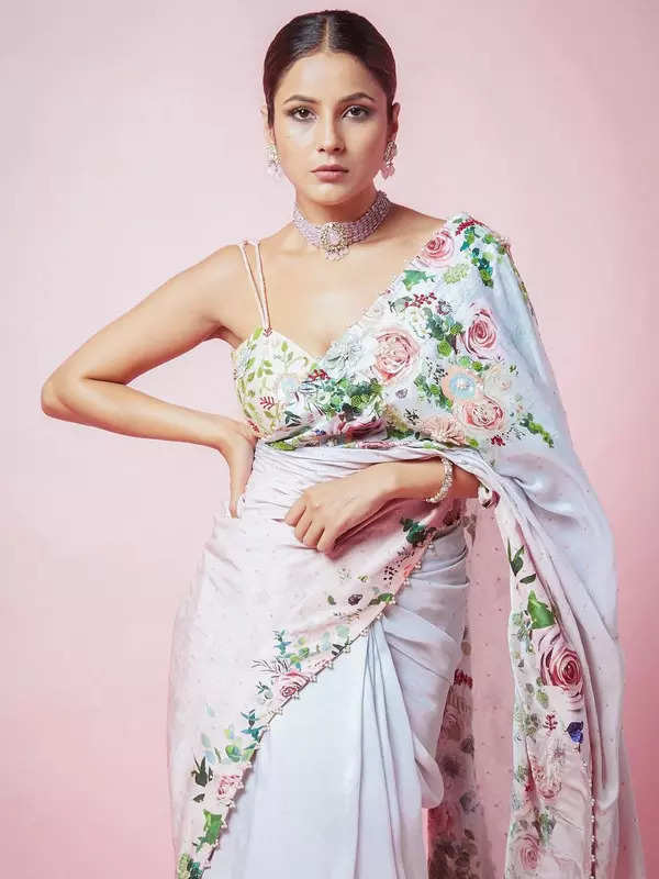 Shehnaaz Gill in a floral printed saree leaves us spellbound, pictures capture her ethnic glamour