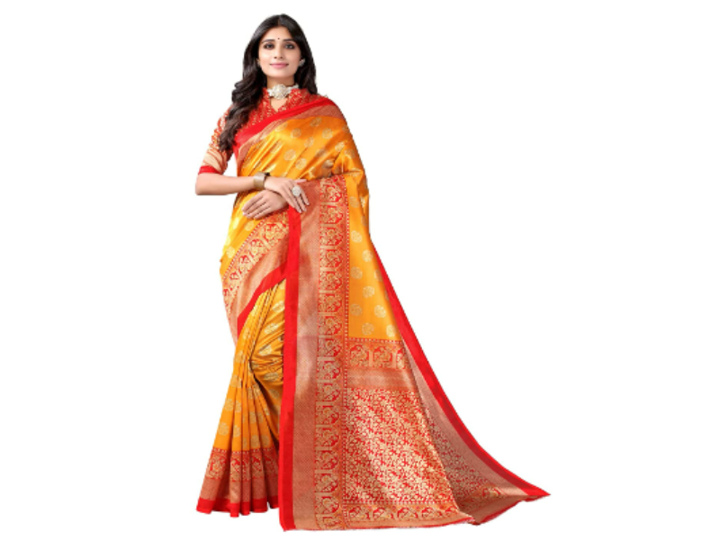 SIRIL Women&#39;s Printed Poly Silk Saree