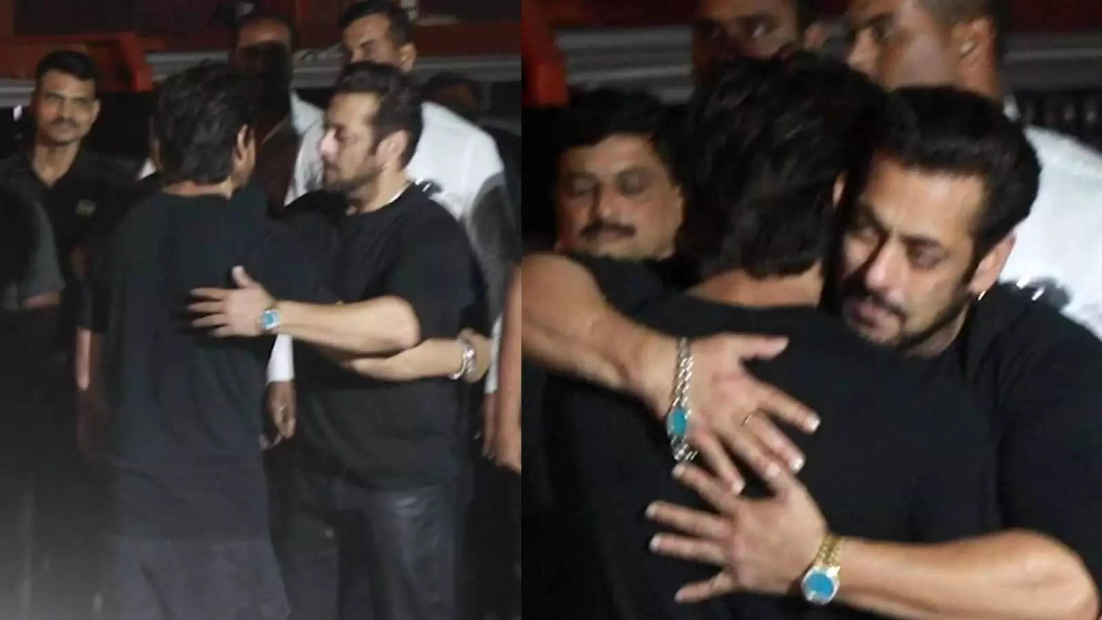 Shah Rukh Khan meets birthday boy Salman Khan, gives him a tight ...