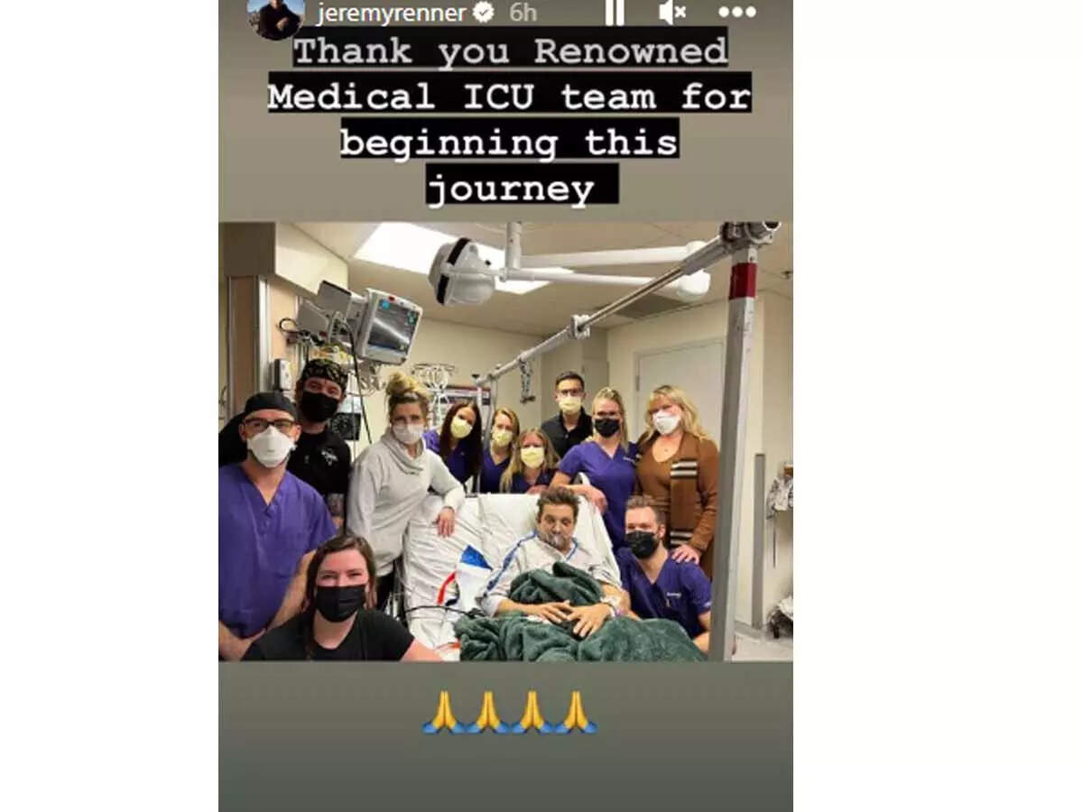 Jeremy Renner shares a picture with ‘renowned’ medical staff from the hospital post his brutal accident; take a look! | English Movie News