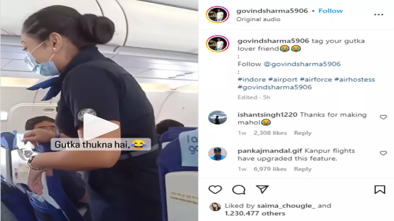 Watch: Air Hostess bursts into laughter after passenger asks her to open window to spit gutka