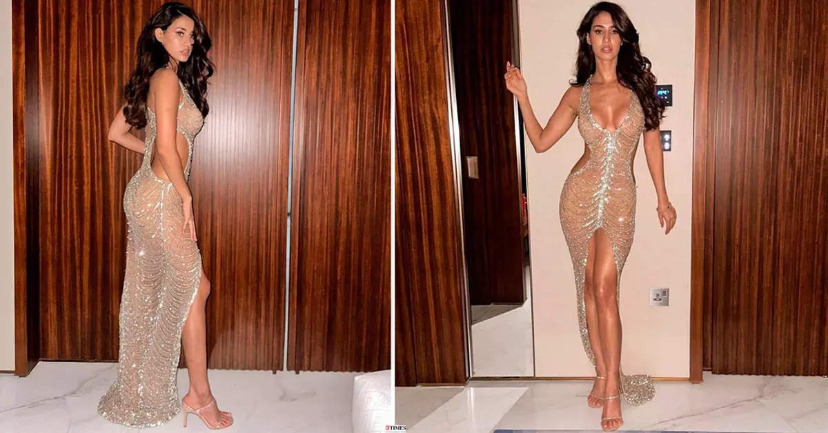 Disha Patani oozes oomph in a shimmery bodycon cut-out gown, see pictures