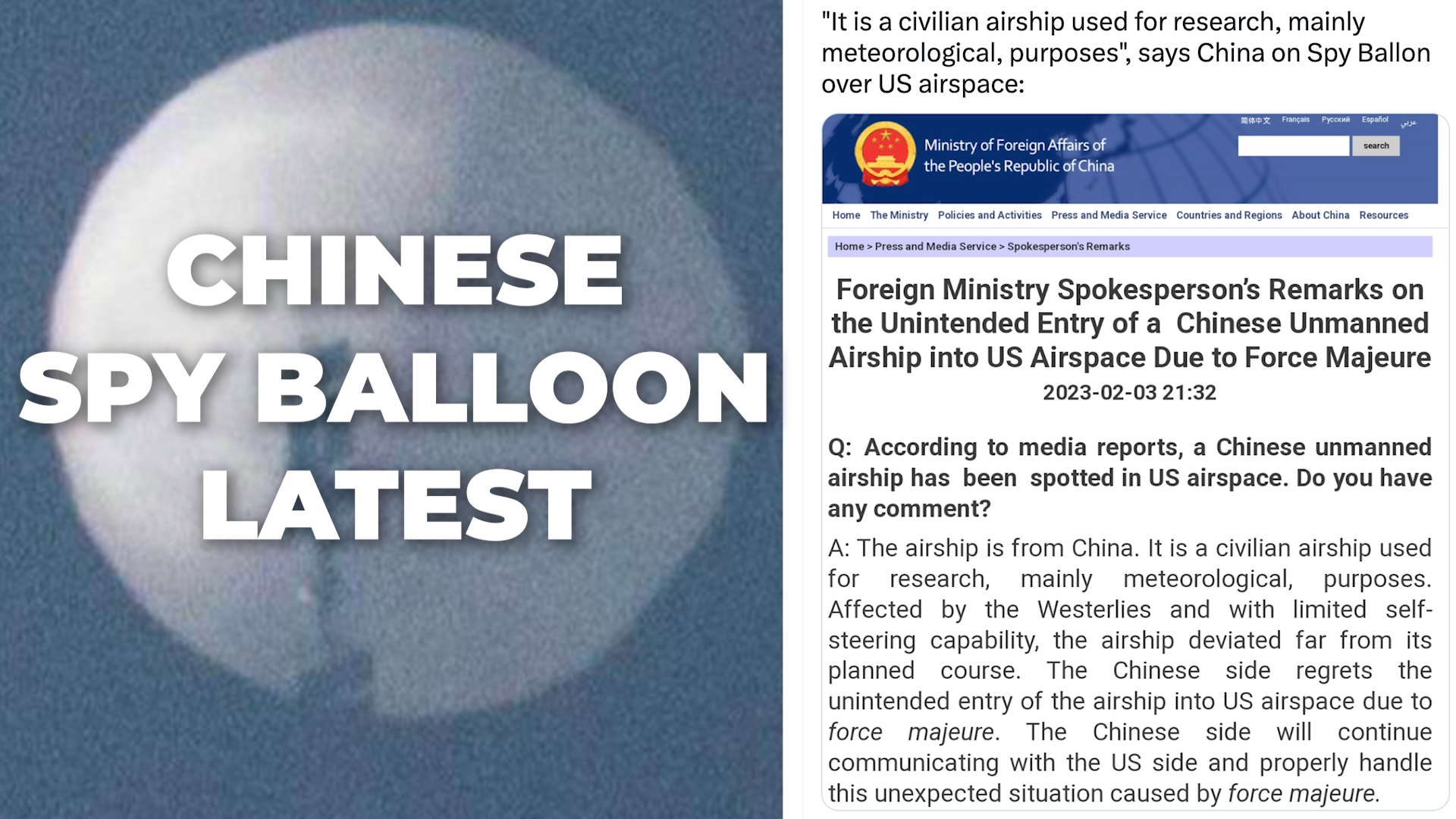 Blinken China Says Balloon Is For Research Us Secretary Of State