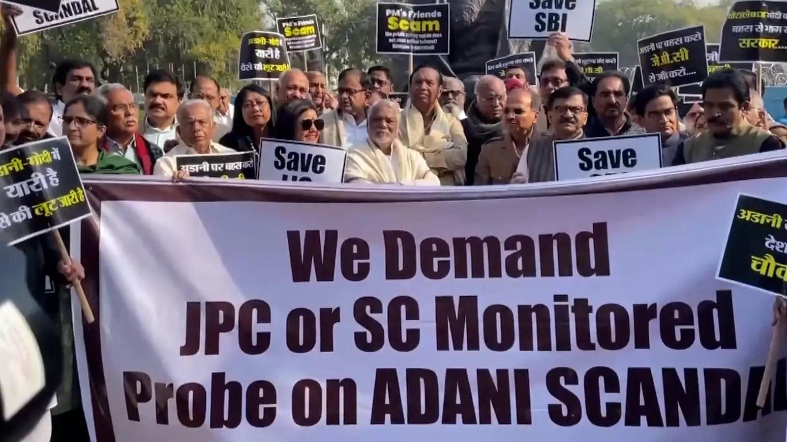 Adani Row Opposition Parties Hold Protest Inside Parliament Premises Demand Jpc Probe 1248