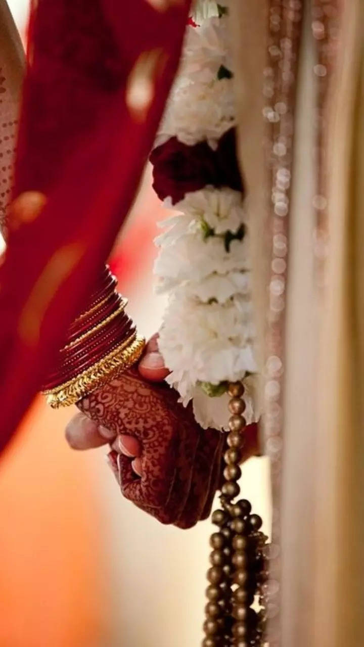 punjabi wedding couples holding hands