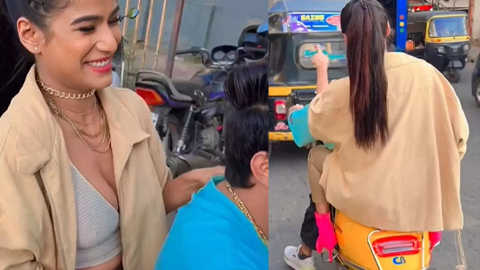 Poonam Pandey goes for bike ride with a paparazzo; fan says, 'Aise road ...