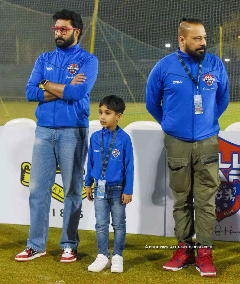 It's Bollywood stars versus Indian Navy team on the football ground