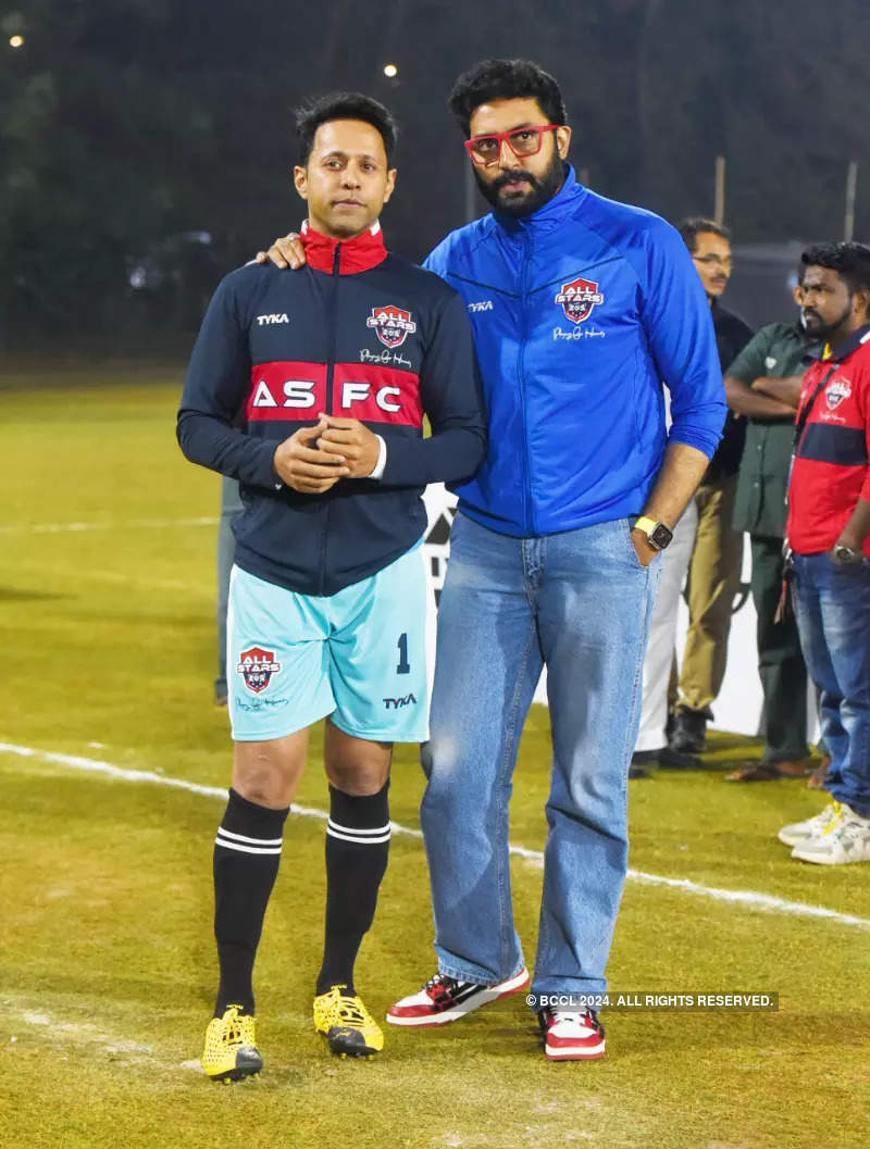 It's Bollywood stars versus Indian Navy team on the football ground