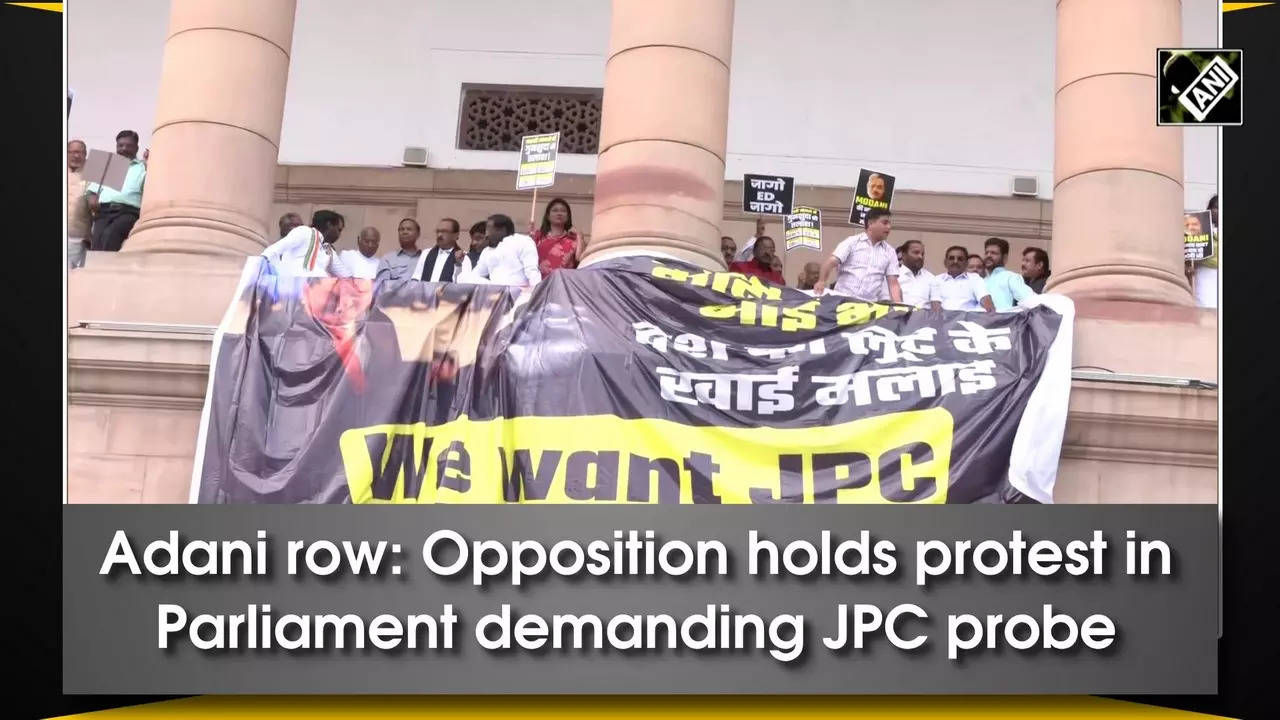 Adani Row: Opposition Holds Protest In Parliament Demanding JPC Probe