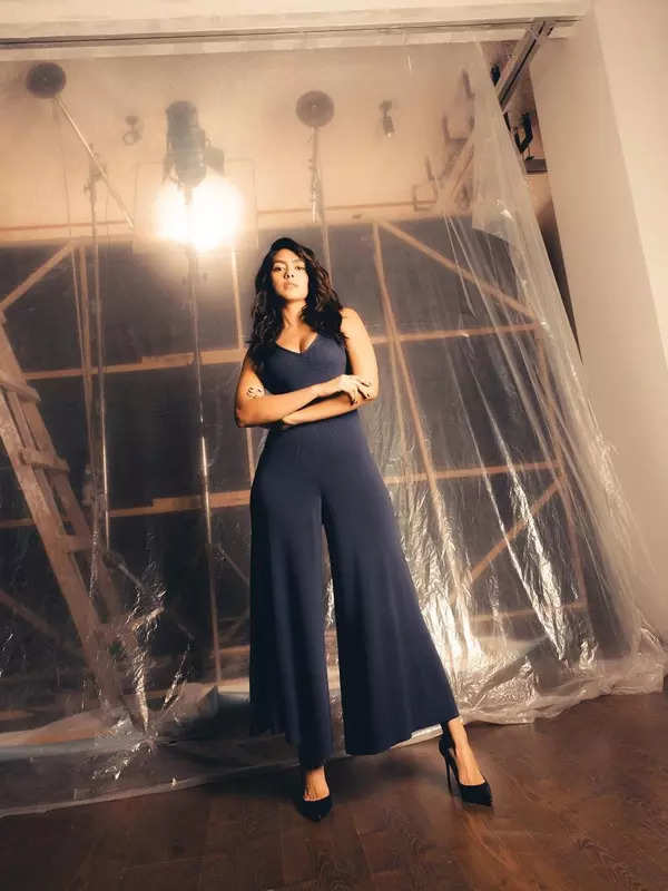 Mrunal Thakur looks chic in ribbed blue jumpsuit, see pictures