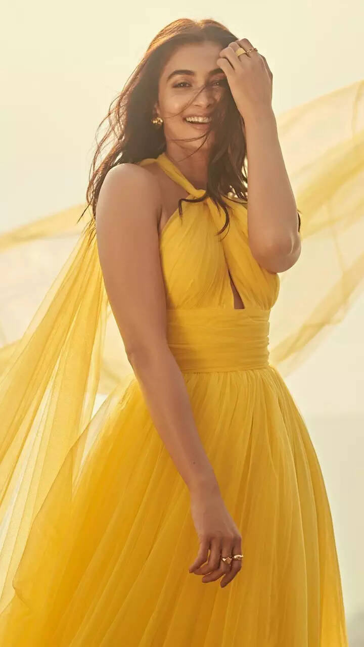 YELLOW HALTER NECK GOWN