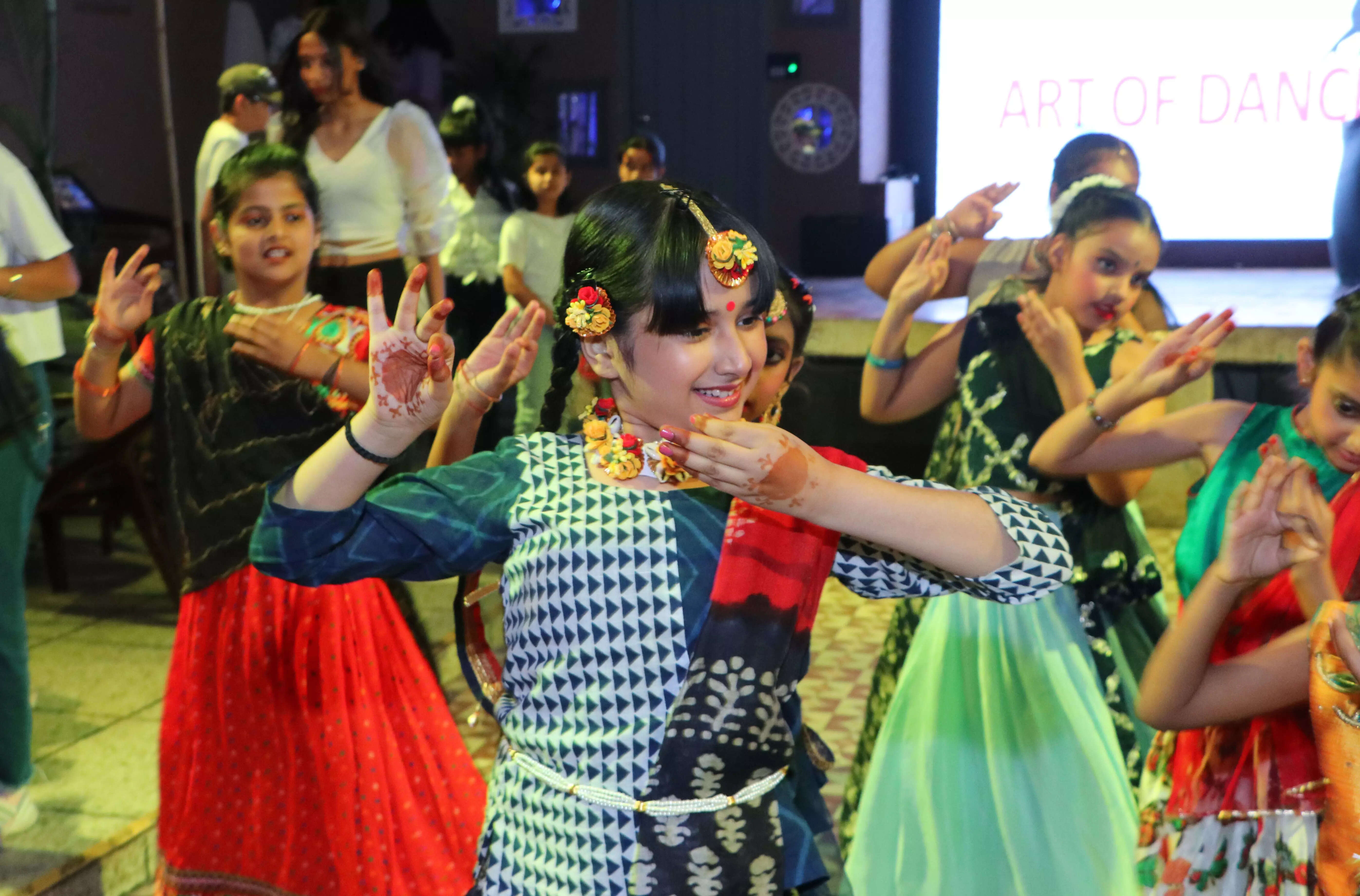 Children  performing at a  World Dance day event to give a message of fitness through dance.