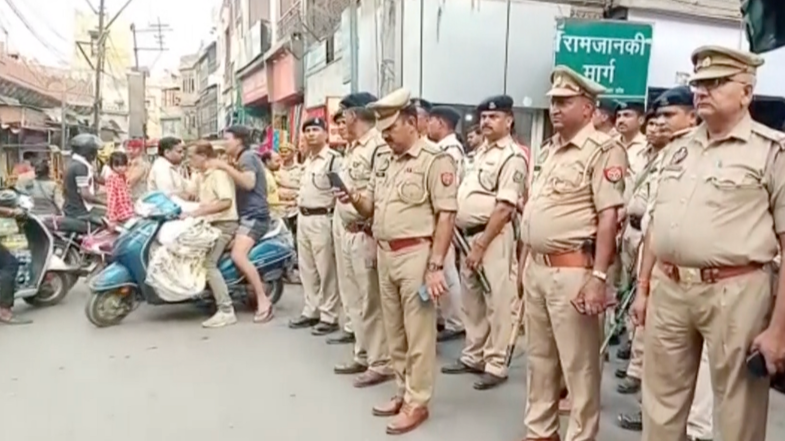 UP Police holds flag march ahead of Local Body Polls in Mathura