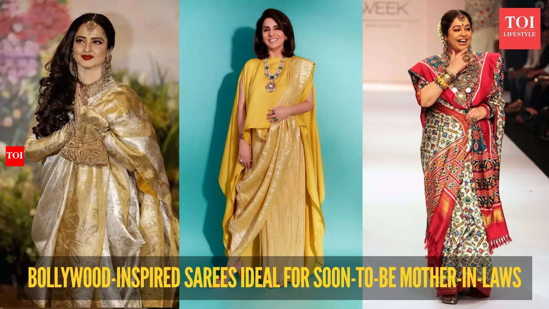 Rekha to Sharmila Tagore: 5 best celebrity-inspired saree styles for the modern mother-in-law