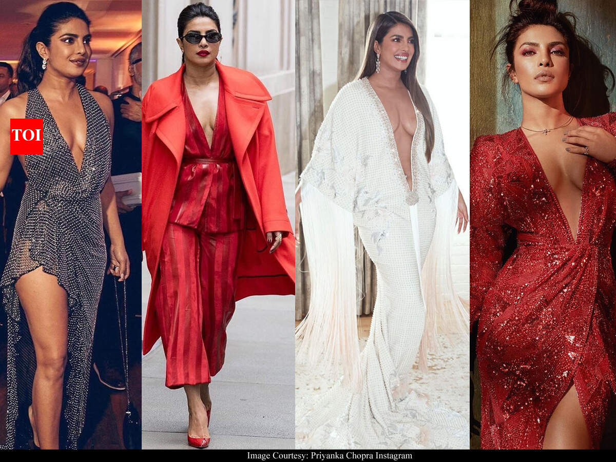 priyanka chopra deep v neck dress Priyanka Chopra wore a deep-slit V-neck dress in Pink PP for the Valentino  show