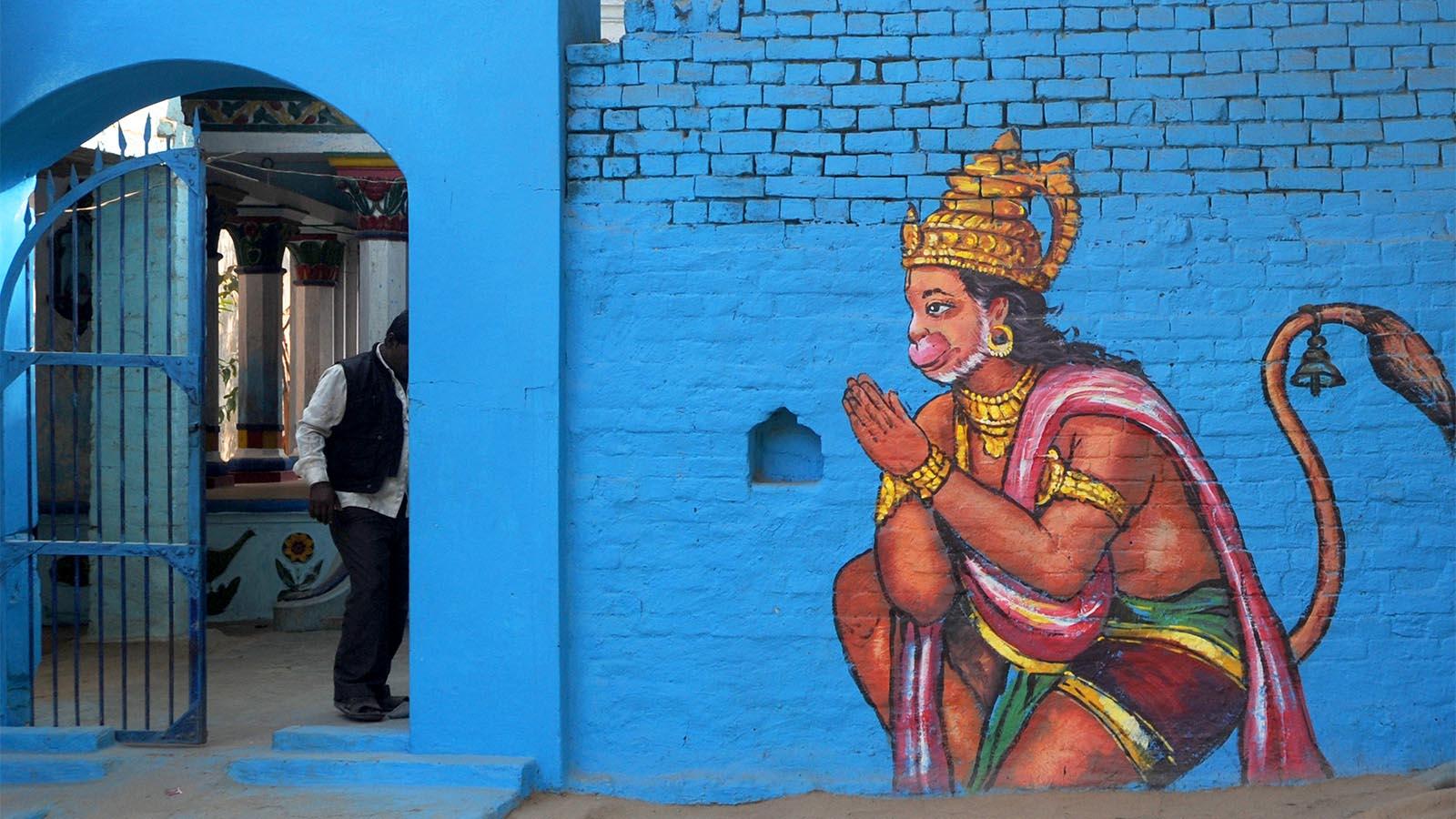 Hanuman adorns a wall