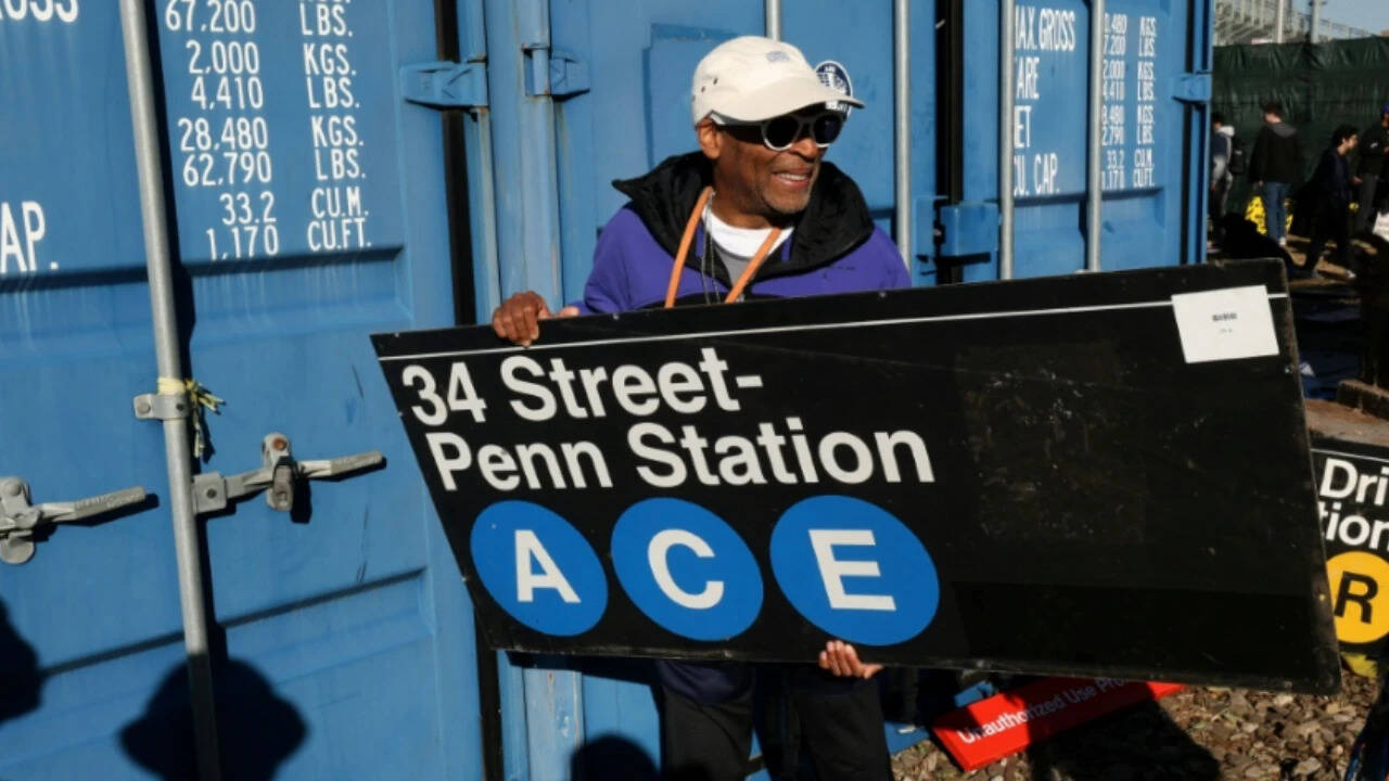 Filmmaker Spike Lee was among the shoppers, purchasing a Penn Station sign