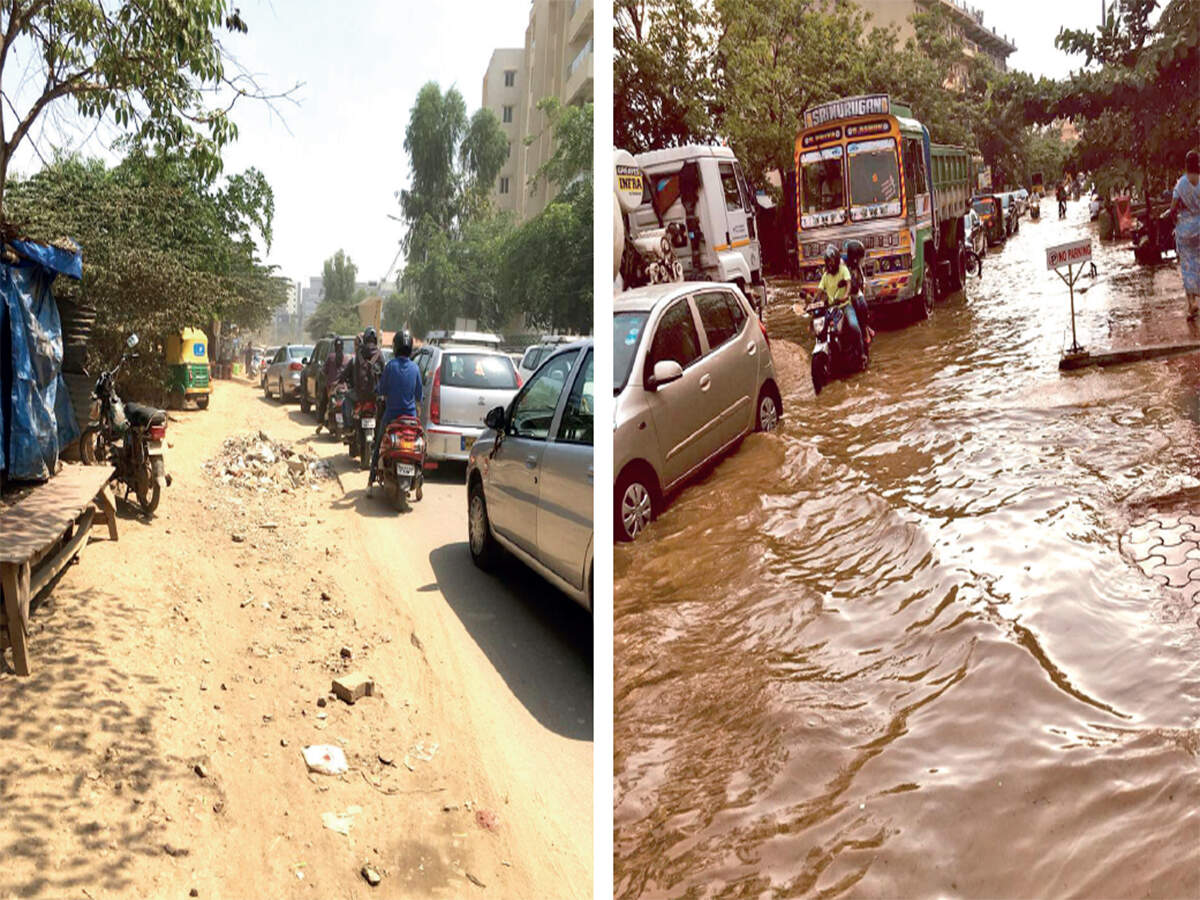 Dug up road is in bits&pieces