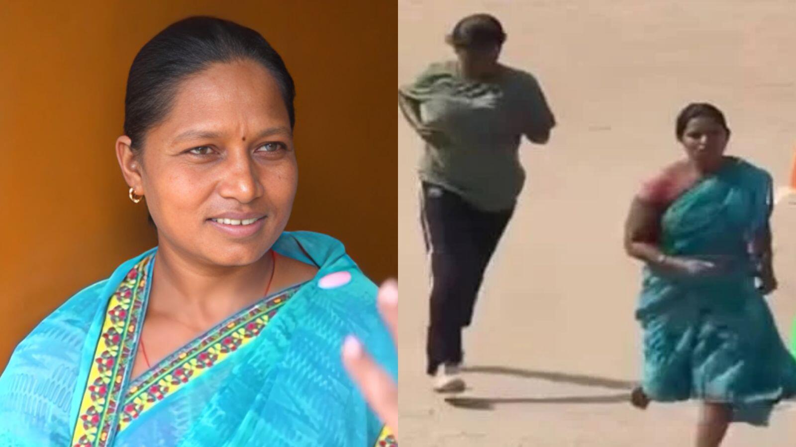 Kavita Mahato Ran Barefoot In Saree
