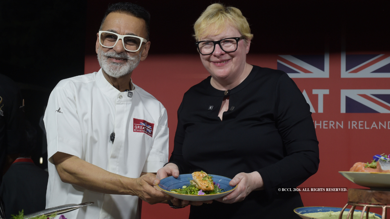 Chef Vineet Bhatia with Angela Eagle, Secretary of State for Environment, Food and Rural Affairs of the UK