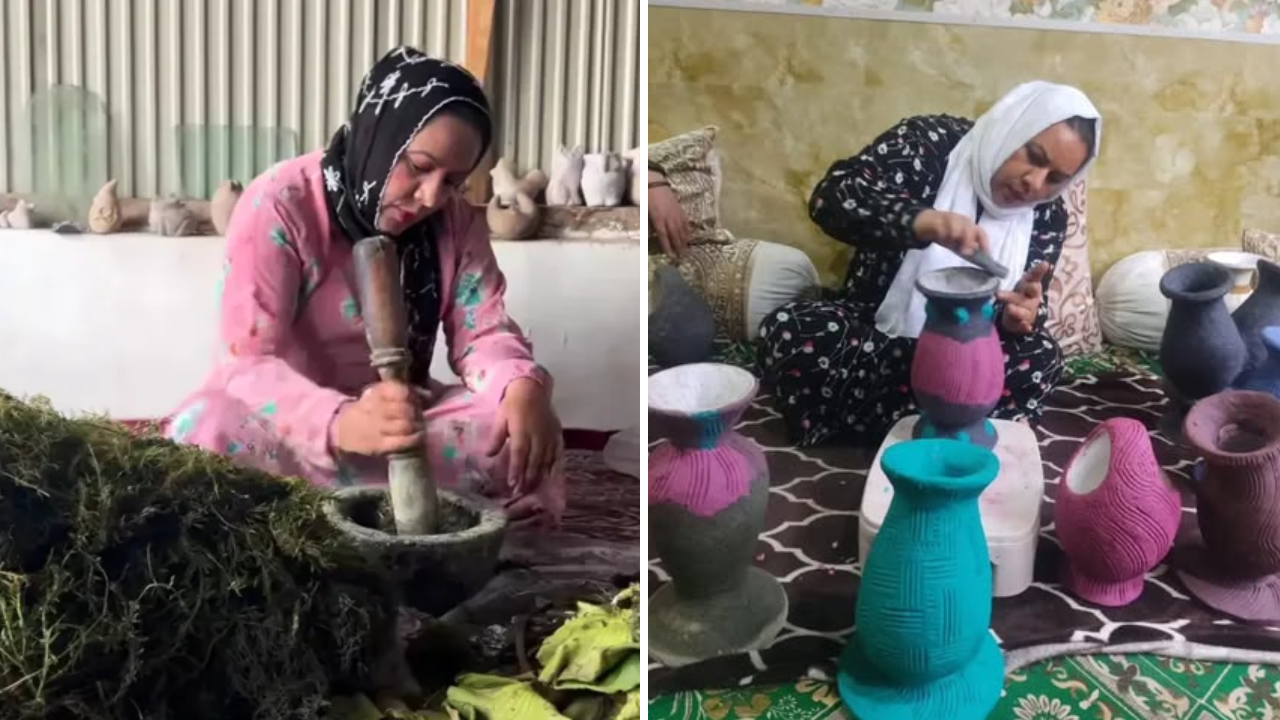 Srinagar artisan Simran Irshad turns discarded Dal Lake weeds into handmade products.<br>