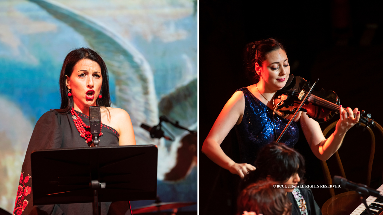 Soprano and violinist sang opera for the audience in the first part of the event