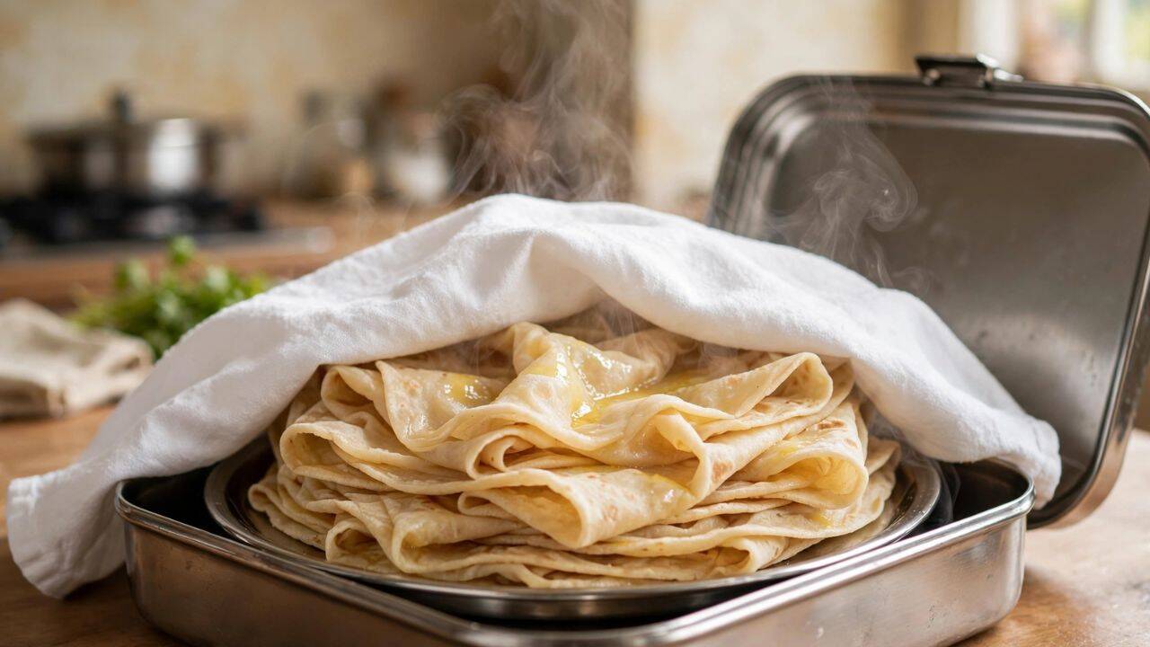 Keep the cooked rotis covered