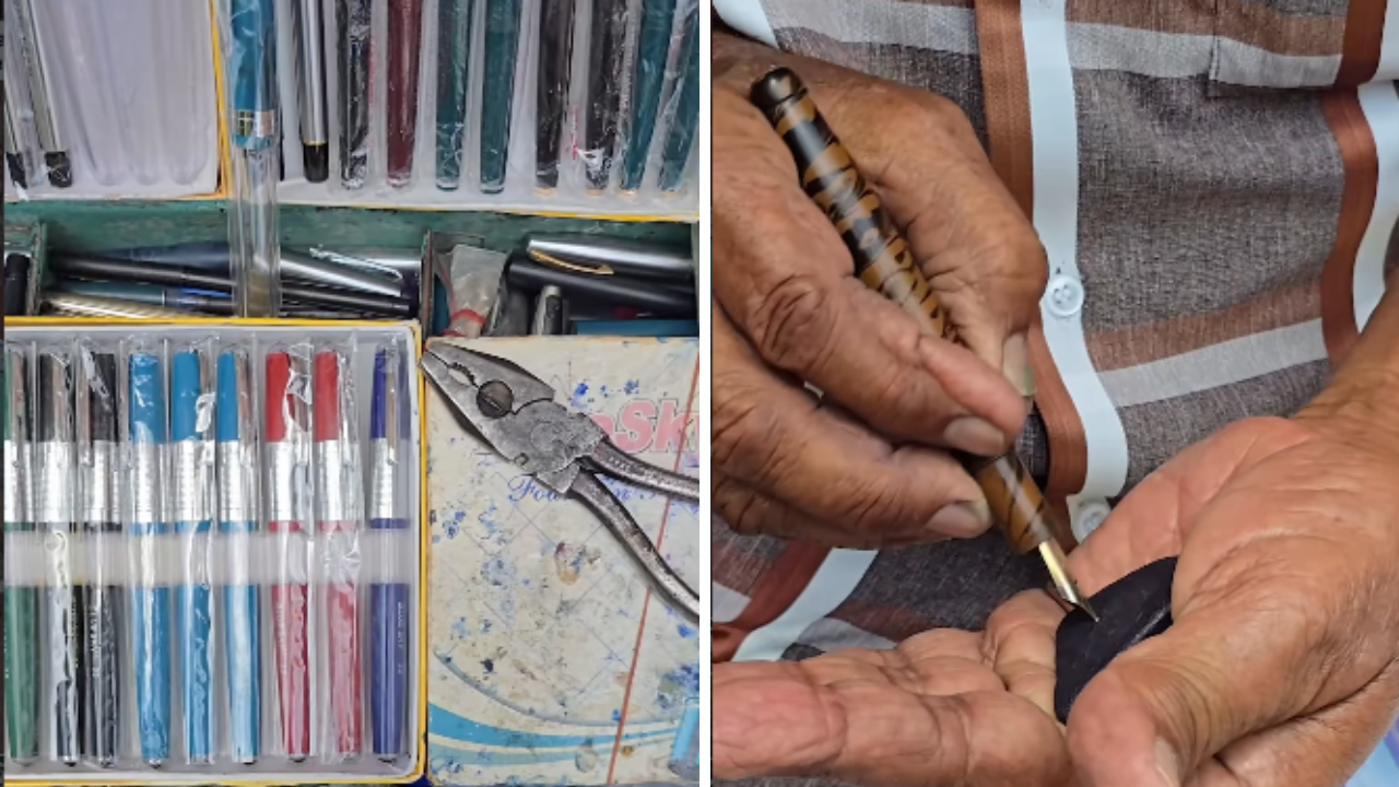 Despite fewer customers, he continues to repair and service pens every day.