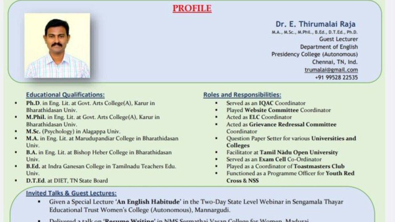 Dr. E Thirumalai Raja’s viral resume <br>