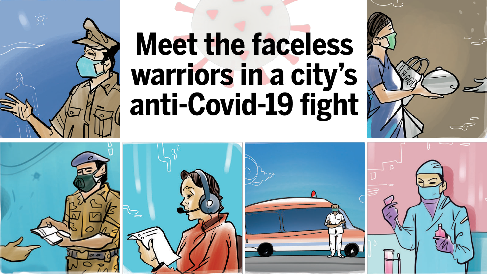 Cartoon Image Of Coronavirus Warriors