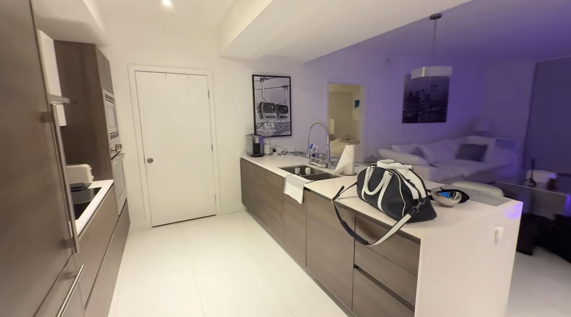 Kai Trump showcases her lavish University of Miami apartment, complete with a fireplace and modern kitchen.