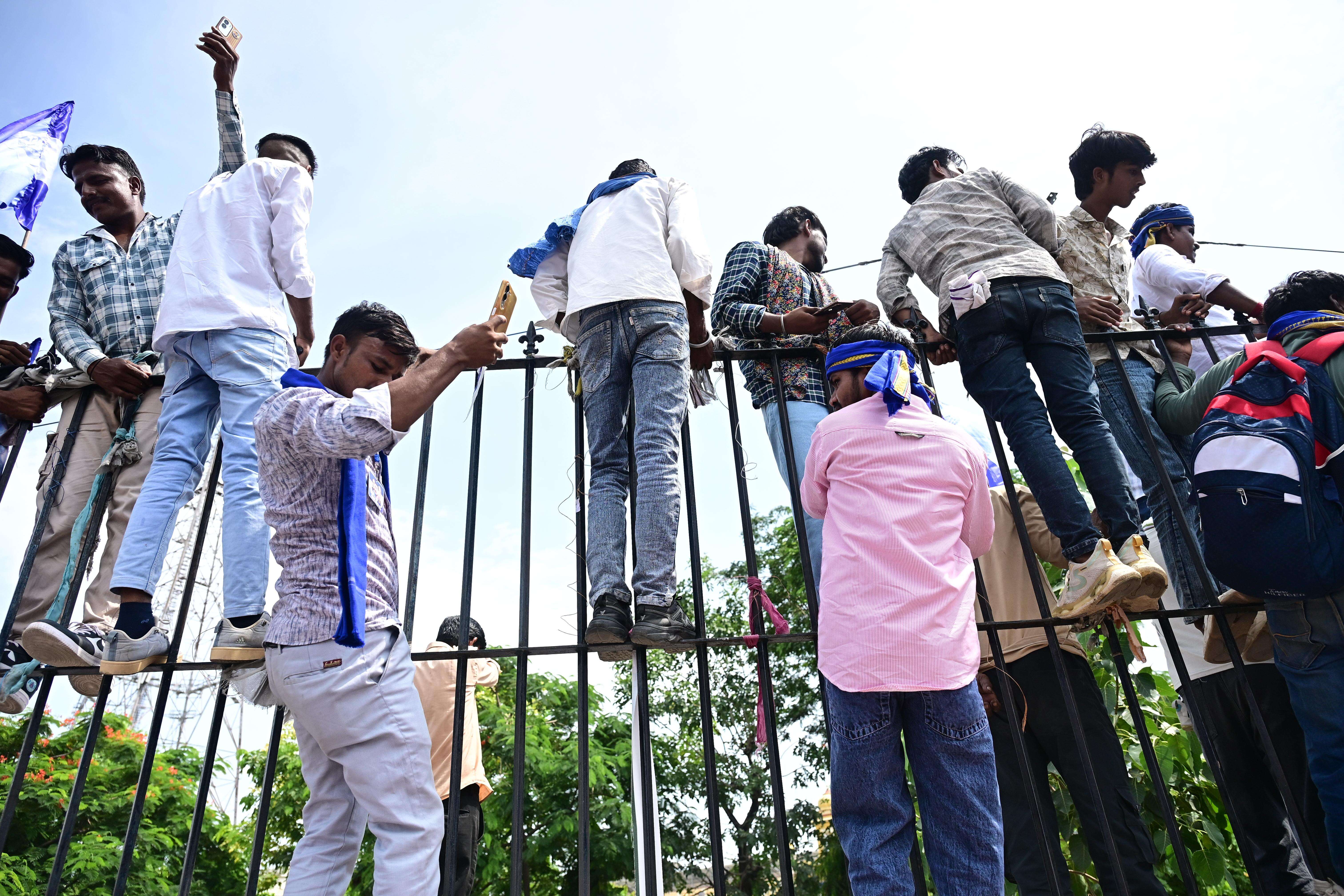 Bhim Army protest at Shaheed Smarak (Bhagirath) (6).JPG