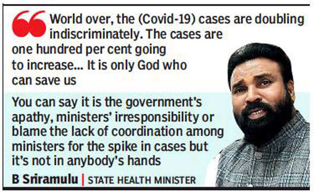 Coronavirus In Karnataka As Covid 19 Cases Spike Health Minister Says Only God Can Save Karnataka Hubballi News Times Of India