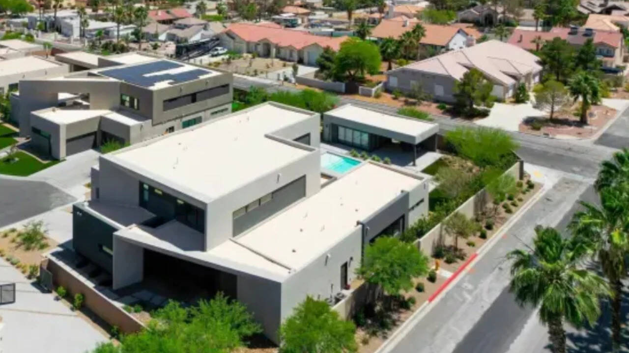 Aerial view of Hilton's Vegas mansion