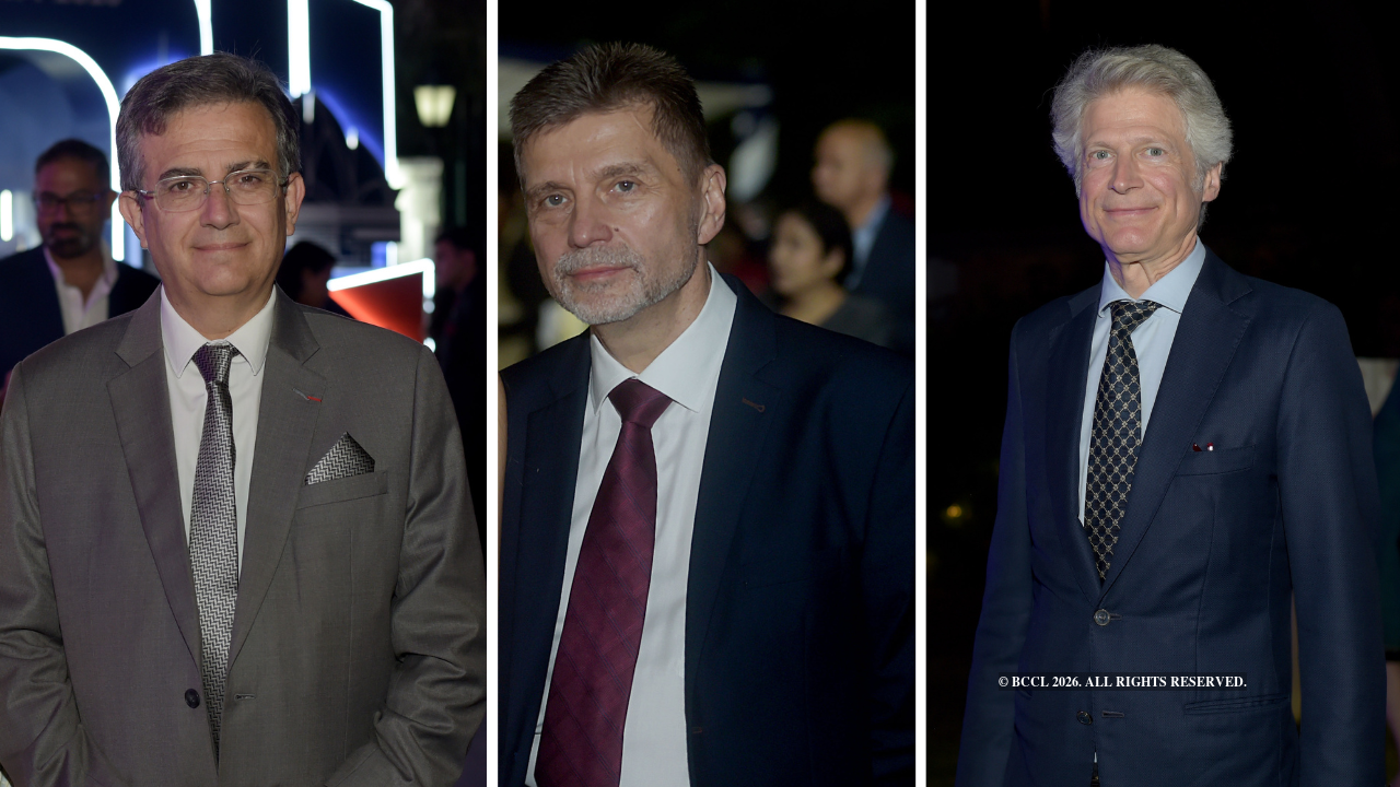 (L-R) Thierry Mathou, French ambassador, Oleksandr Polishchuk, Ukrainian ambassador, Jasper Wieck, German ambassador
