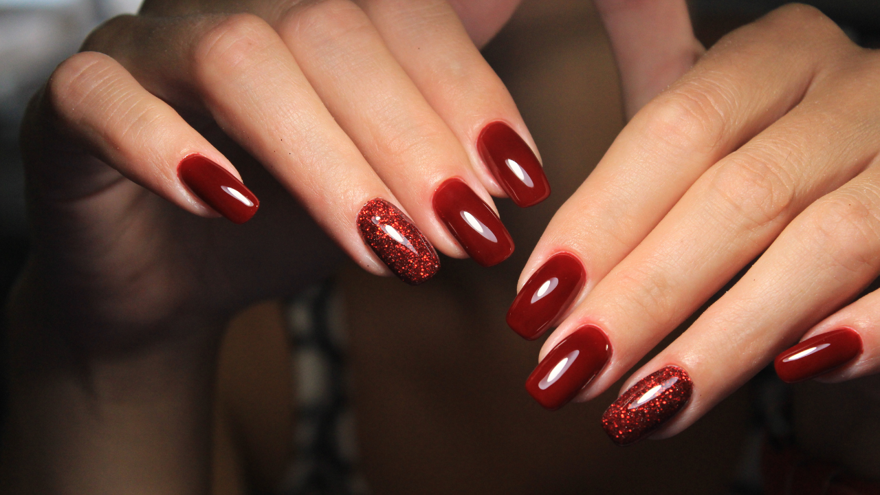 cherry red nails