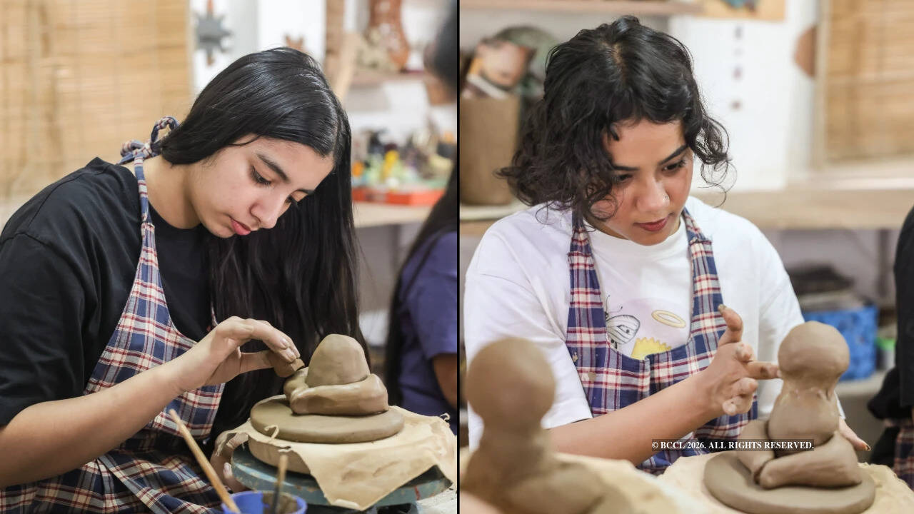 Pottery lovers Navya Sharma and Manya Joshi