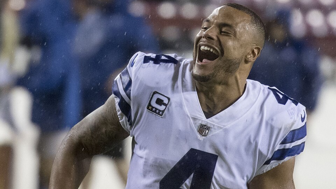 Prescott celebrates a win over the Redskins in 2017 (Image Credit: Keith Allison)