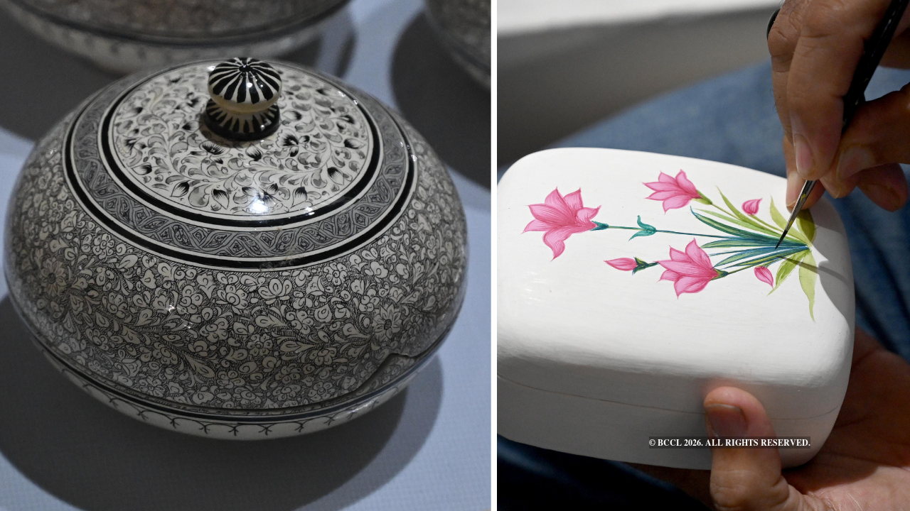 Kashmiri papier-mache is known for its intricate hand-painted designs