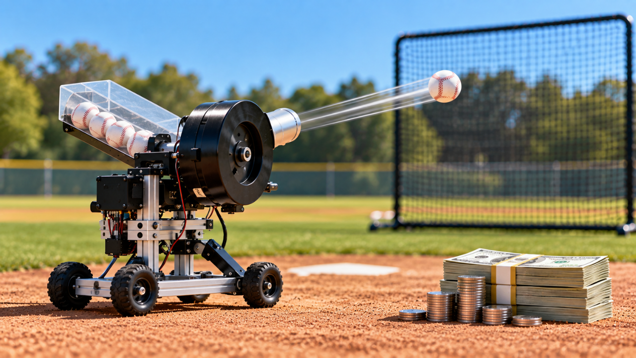 How much did Andrew’s final AI pitching machine prototype cost<br>
