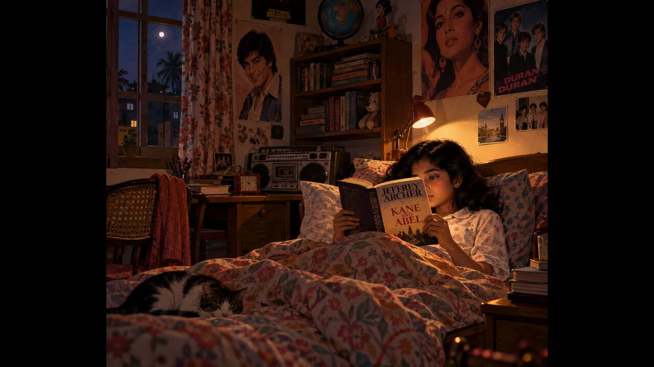 Midnight Reading in a Retro Bedroom