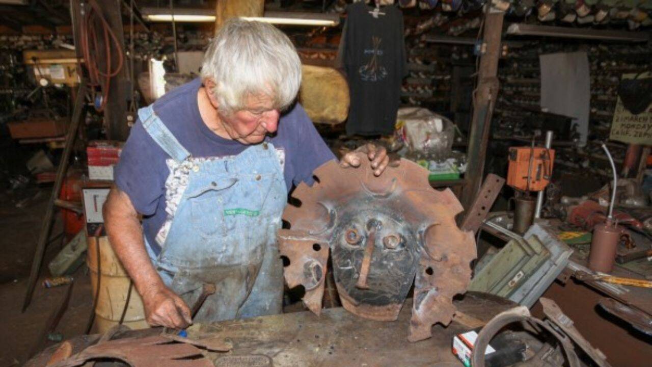 How did M.T. Liggett fill his 70-acre property with metal sculptures