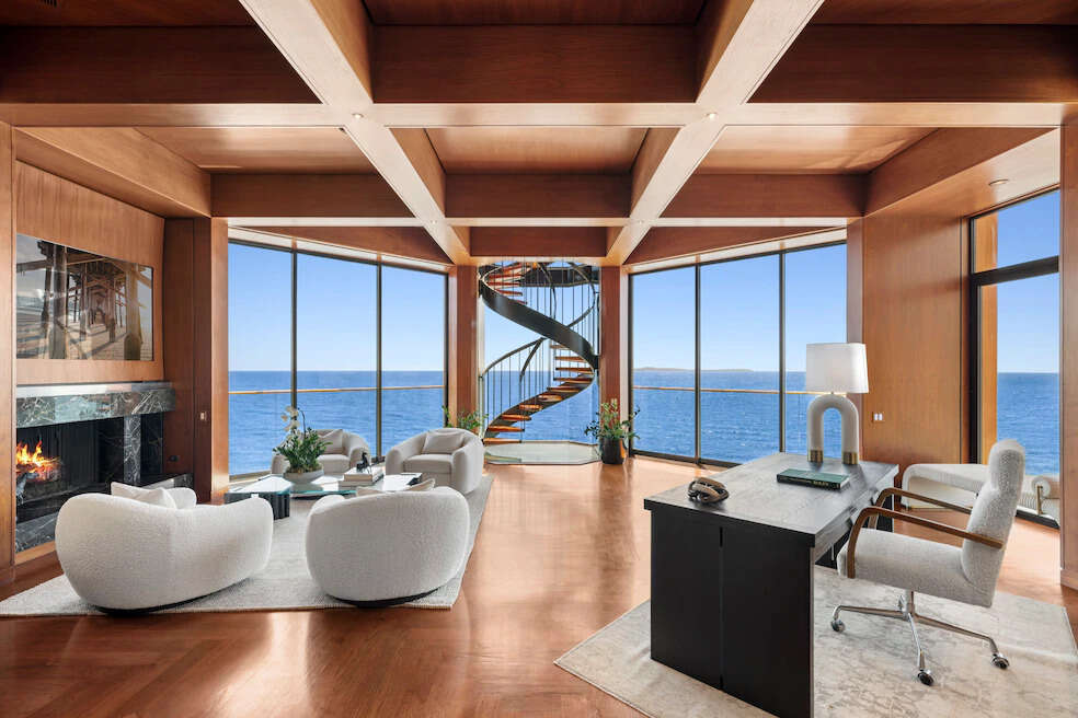 The fireplace and living area