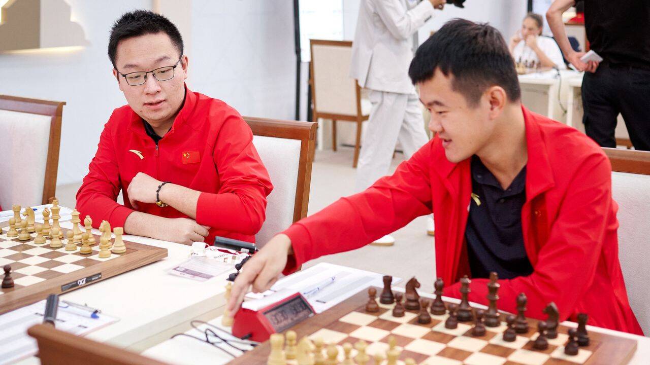 China's Wei Yi and Ding Liren (Photo by Rafal Oleksiewicz for FIDE)