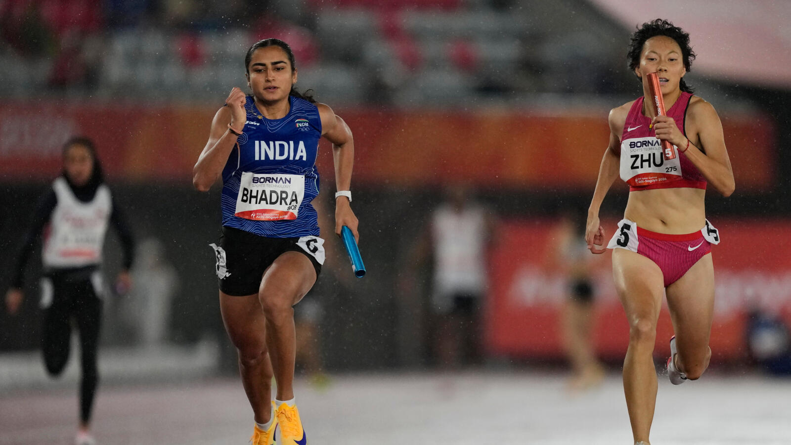 Harita Bhadra ran the anchor leg as India set a national record of 41.06 seconds during 4x100m mixed realy